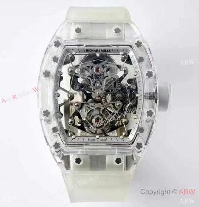 New! True Double Tourbillon - EUR Swiss Richard Mille RM 56-02 Sapphire Tourbillon Watch 55mm